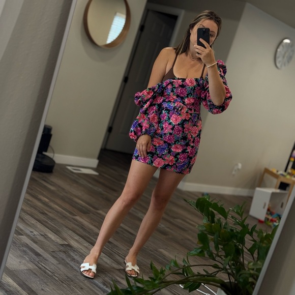Zara Floral Mini Dress - Pink and Blue - Picture 3 of 6